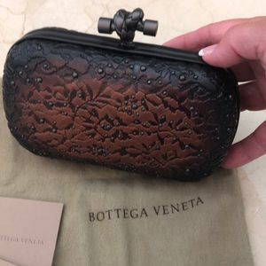 Bottega Veneta Calfskin Embossed Love Knot Clutch